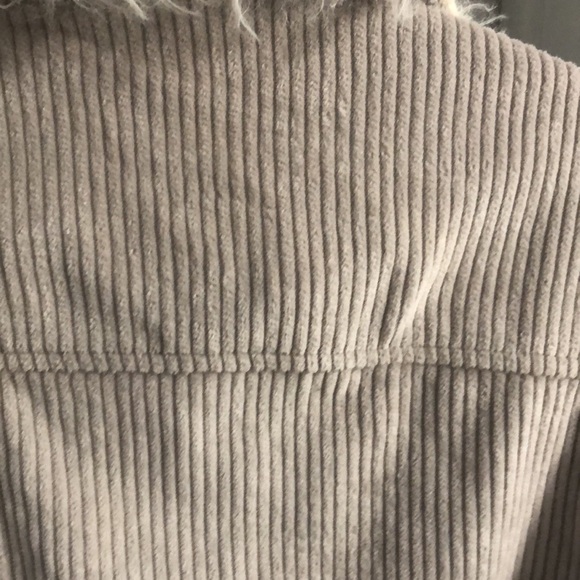 Kut from the Kloth Faux Fur Lined Classic Corduroy Shacket in Grey - Picture 9 of 10